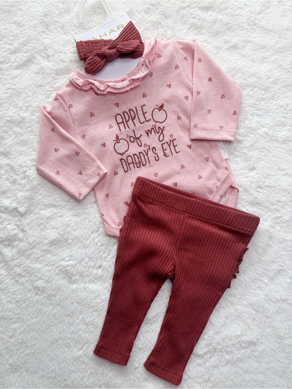 Tahari Baby Girls Long Sleeve Heart Set